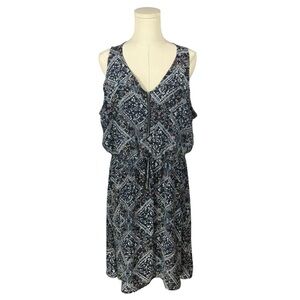 Maurices Navy Mini Dress w/ Floral Pattern & Tie at Waist (Size XL)
